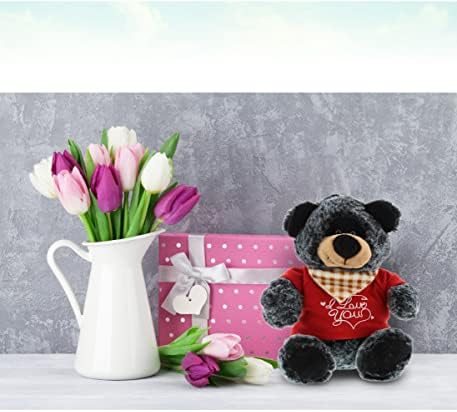 DolliBu I Love You Valentine Plush Black Bear - 8 Inches 1