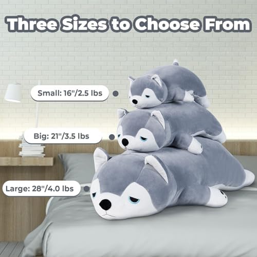 Meowtastic Husky Weighted Plush Toy - 28 Inch 40 Lbs Comfort Pillow