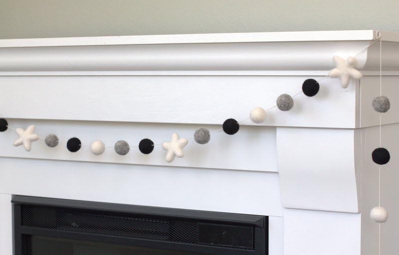 Matthew Mae Felt Garland - Black Gray White - Halloween Decor Use
