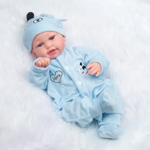 Pedolltree Reborn Baby Doll Clothes Blue Puppy 3 Pcs Set