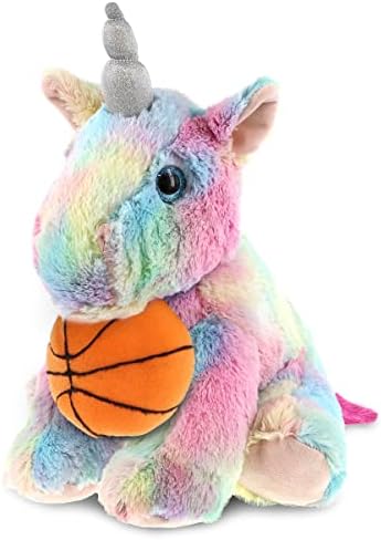 DolliBu Floppy Rainbow Unicorn Plush with Basketball - 10 Inches 1