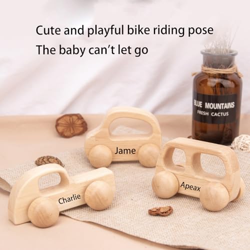 Personalized Name Wooden Toy Car for Toddlers 1-3