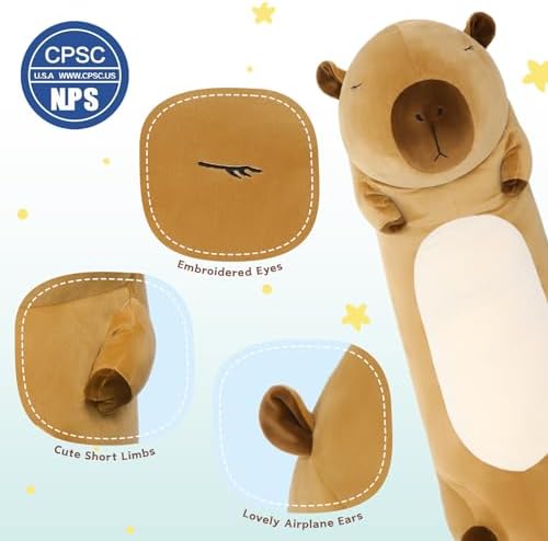 MorisMos Capybara Body Pillow 393in Cuddly Plush Toy for Kids Adults
