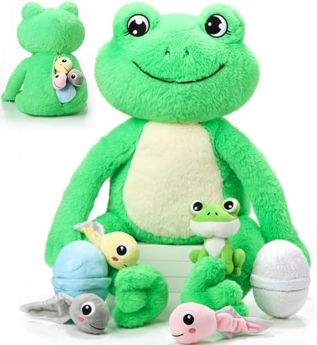 Syhood 7 Pcs Frog Plush Toy Set for Kids 1
