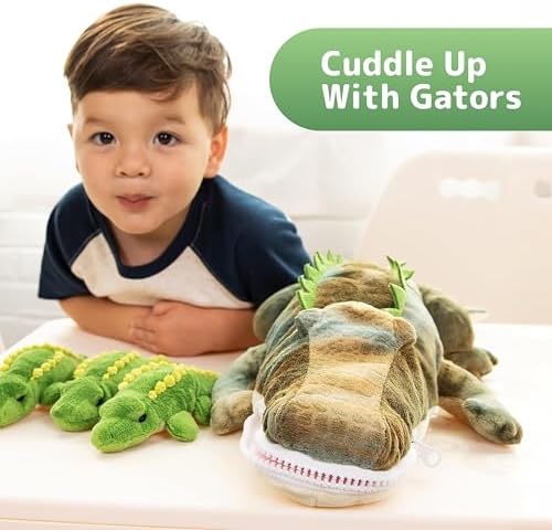 PREXTEX Stuffed Alligator with 3 Baby Alligators