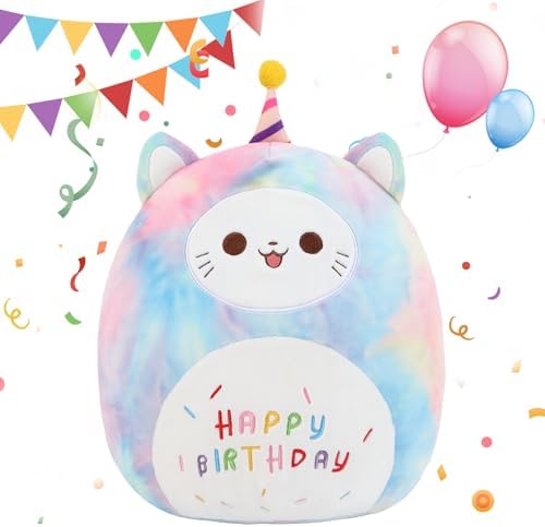 ForYoung 12 Happy Birthday Cat Plush Pillow 1