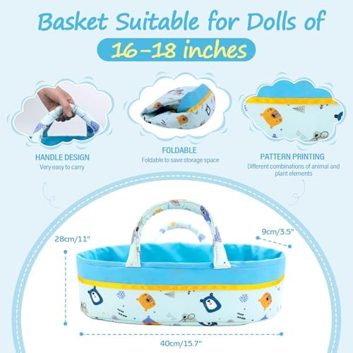 Aori Reborn Baby Boy Doll 18 Inch with 9 Piece Set