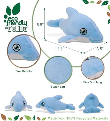 DolliBu Dolphin Eco-Friendly Plush Toy 135 Inch