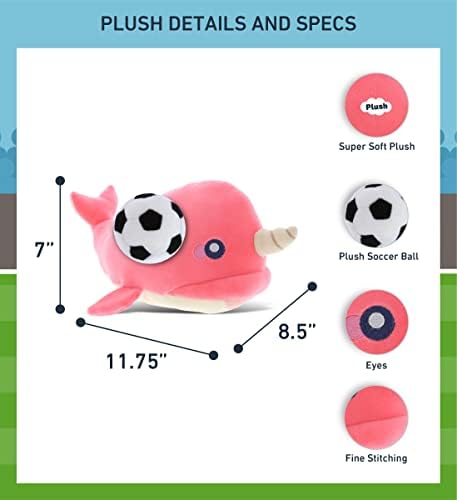 DolliBu Pink Narwhal Plush with Soccer Ball - 1175 Inch
