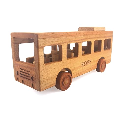 Personalized Wooden School Bus Toy for Toddlers