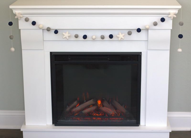 Felt Ball Star Garland - 1 Balls 2 Stars Navy Gray White