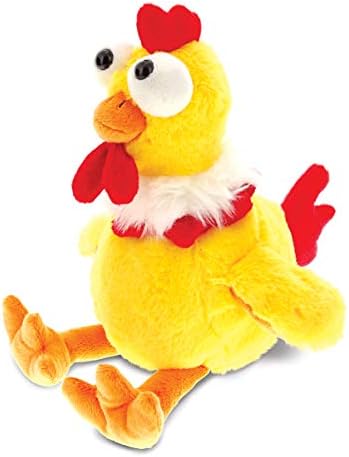 DolliBu Plush Rooster Toy - Soft Huggable Sitting Yellow Farm Animal
