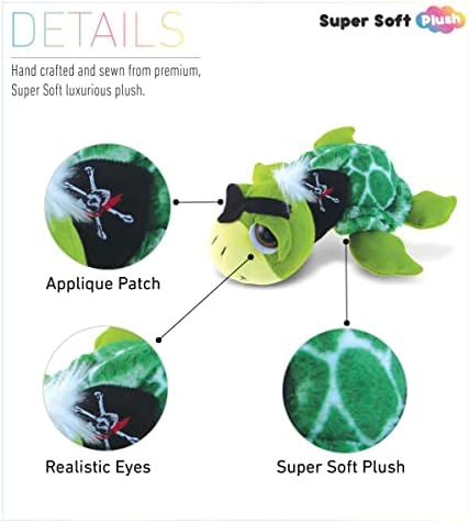 DolliBu Pirate Sea Turtle Plush - 9 Inch Huggable Toy
