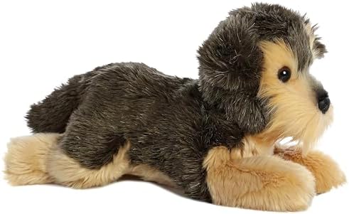 Aurora Adorable Flopsie Yorkie Stuffed Animal - Gray 12 Inches