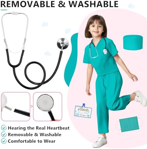 Rizuko Doctor Scrub Costume 6PCS for Kids 3-12 Years Old