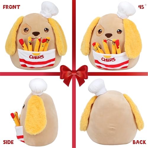 Hopearl Cute Chef Dog Plush Toy with Chips 1