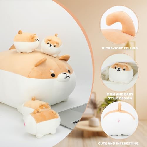 Shiba Inu Plush Pillow with 4 Baby Shiba Inus in Mommys Belly