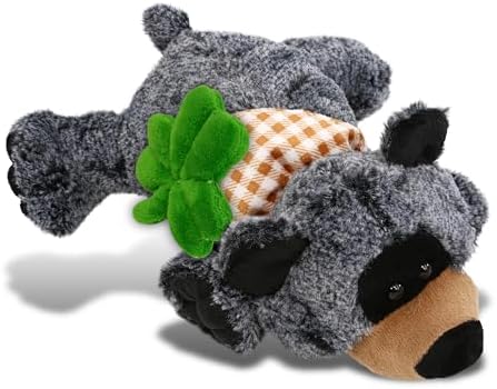 DolliBu 9 Inch Lying Black Bear Plush with Green Shamrock