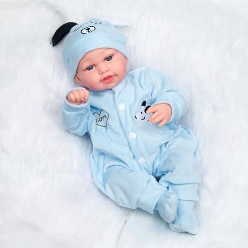 Pedolltree Reborn Baby Doll Clothes Blue Puppy 3 Pcs Set