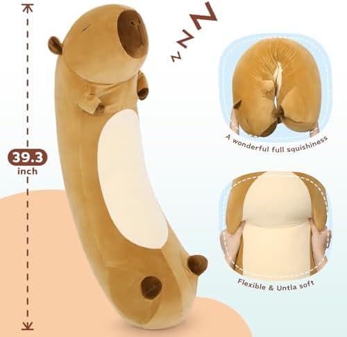 MorisMos Capybara Body Pillow 393in Cuddly Plush Toy for Kids Adults
