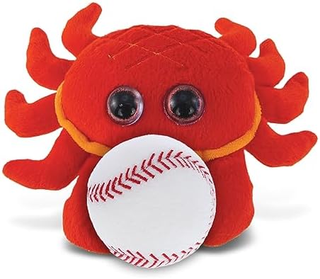 DolliBu Big-Eye Red Crab Plush with Baseball - 6 Inch