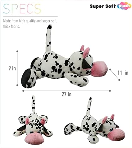 DolliBu Plush Cow Pillow - 27 Inch Big Hugging Toy
