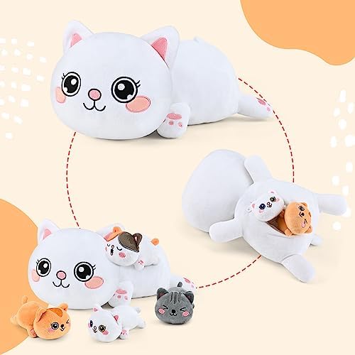 KMUYSL Plush Cat Toy Set with 4 Baby Kitties