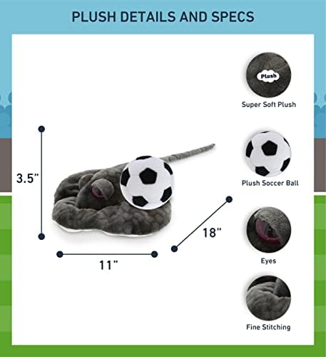 DolliBu Grey Stingray Plush with Soccer Ball - 18 Inches