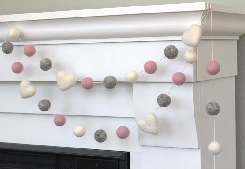 Matthew Mae Heart Felt Garland - 100 Wool Decor