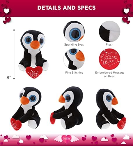 DolliBu I Love You Valentine Penguin Plush - 8 Inch