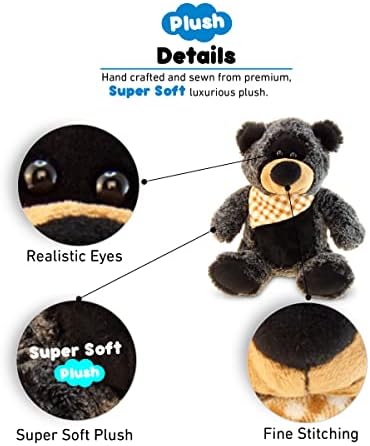 DolliBu Plush Black Bear Stuffed Animal - 8 Inch Huggable