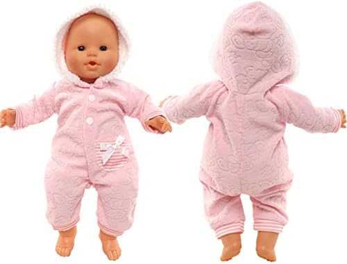 Miunana Baby Doll Clothes 14-16 Inch Hooded Jumpsuit with Cap