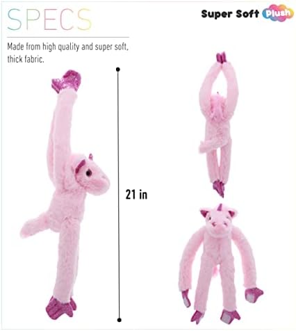DolliBu Hanging Plush Unicorn with Hook Loop Tape - 21 Inch