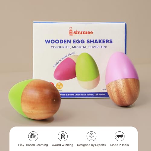 Shumee Wooden Easter Egg Shakers Set of 2