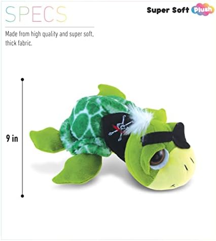 DolliBu Pirate Sea Turtle Plush - 9 Inch Huggable Toy
