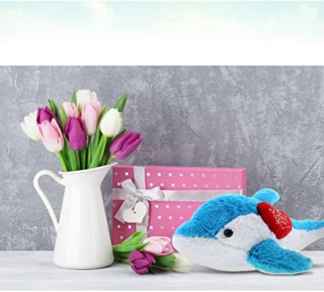 DolliBu I Love You Valentine Blue Dolphin Plush - 18 Inches