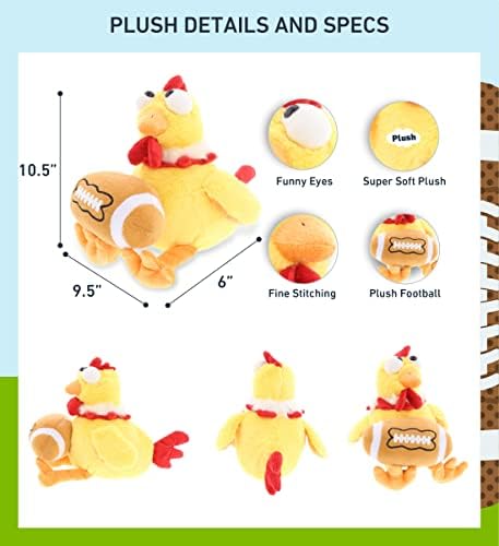 DolliBu Yellow Rooster Stuffed Animal with Football
