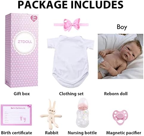 ZTDOLL Reborn Baby Doll Boy 18 Inch Lifelike Doll