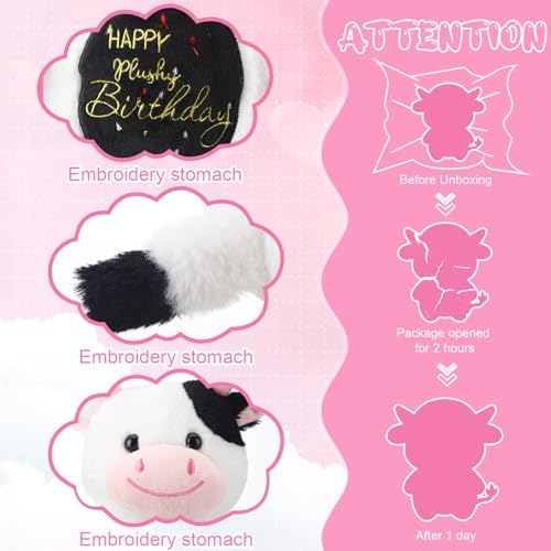 HyDren 98 Inch Happy Birthday Cow Plush Toy
