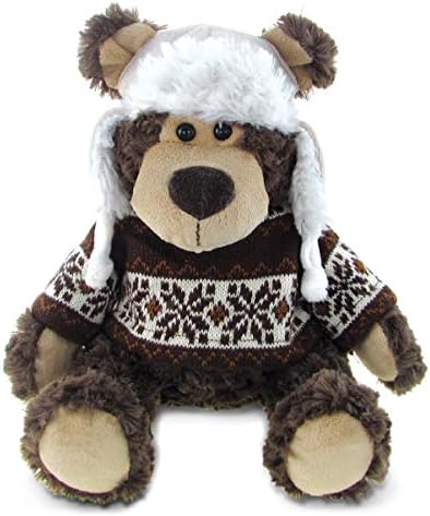 Puzzled DolliBu Plush Grizzly Bear with Hat Sweater