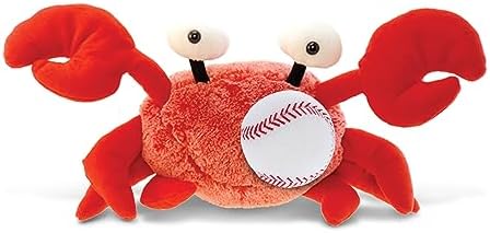 DolliBu Red Crab Stuffed Animal with Baseball - 12 Inches