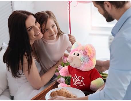 DolliBu I Love You Rainbow Bear Plush - 9 Inches