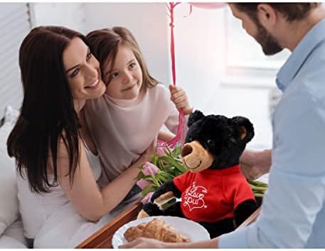 DolliBu I Love You Valentine Black Bear Plush - 10 Inches