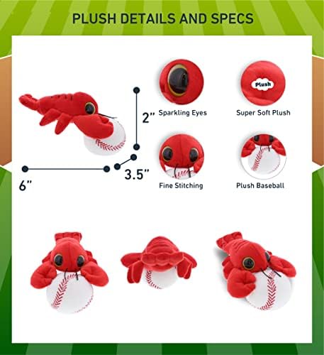 DolliBu Big Eye Lobster Stuffed Animal with Baseball