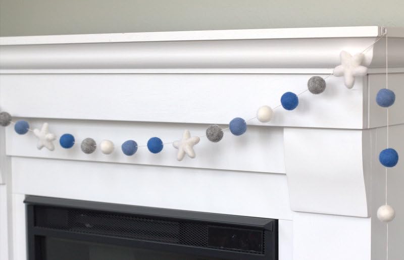 Felt Ball Star Garland - 1 Balls 2 Stars - Winter Decor