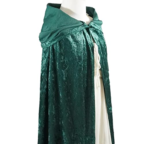 Hunter Emerald Green Crushed Velvet Full Length Hooded Cape