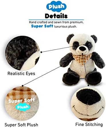 DolliBu Plush Panda Bear - 8 Inch Huggable Bear Toy