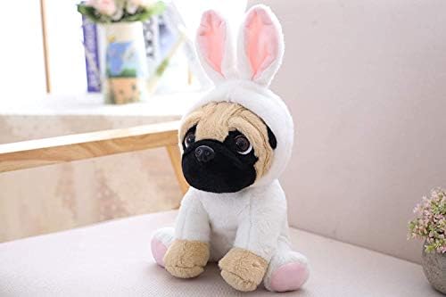 CASAGOOD Pug Dog Plush in Bunny Rabbit Costume 12 Inch