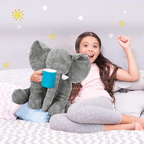 Yulejo Giant Gray Elephant Plush Toy for Kids