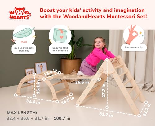 Wood And Hearts 3 in 1 Climbing Gym for Toddlers